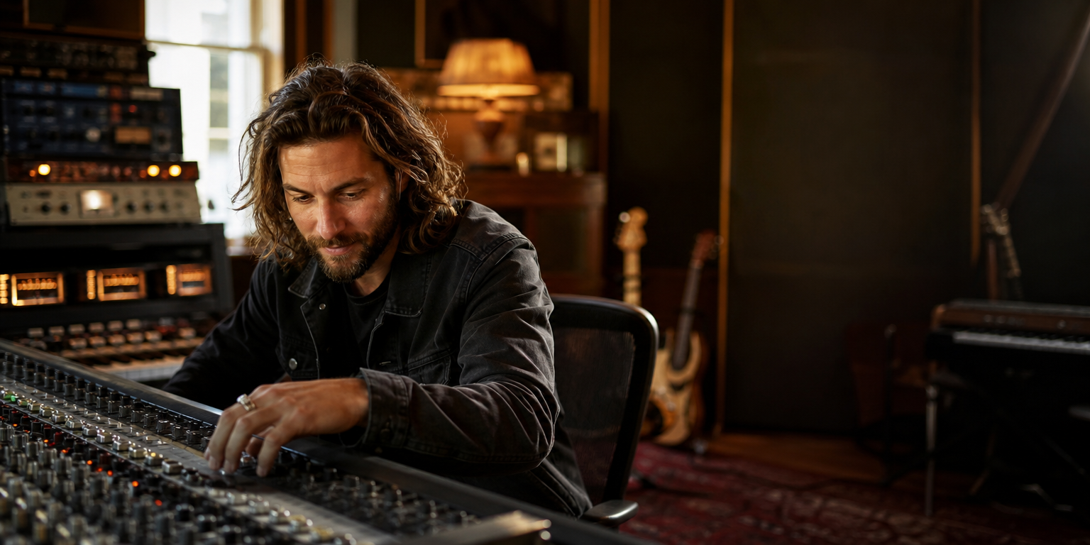 Producteur musical dans studio rétro