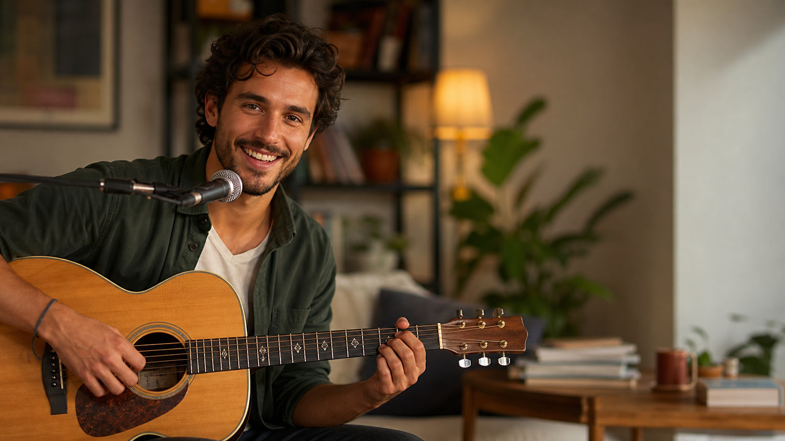 Musicien chantant avec une guitare